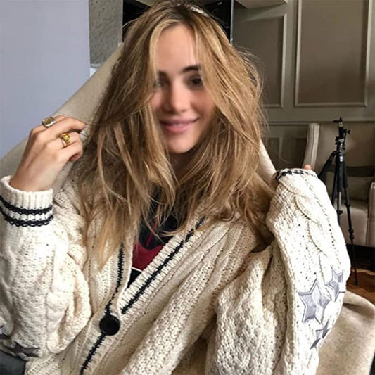 V-hals Lange Mouwen Cardigan met enkele Knoopsluiting