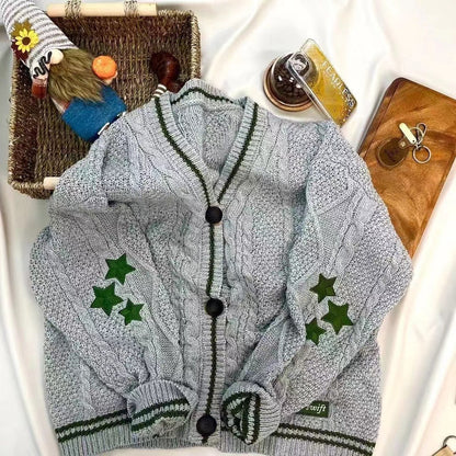 V-hals Lange Mouwen Cardigan met enkele Knoopsluiting