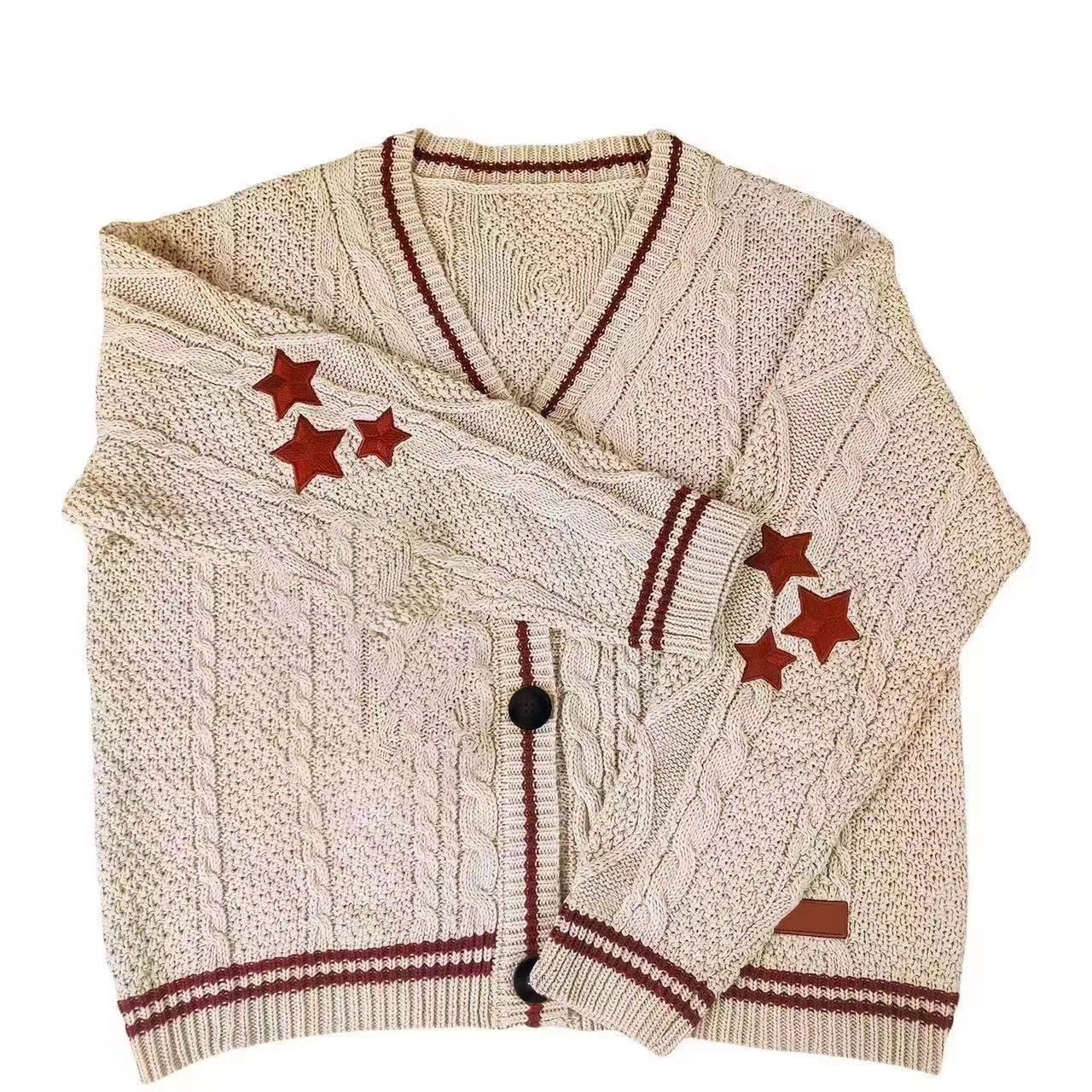 V-hals Lange Mouwen Cardigan met enkele Knoopsluiting