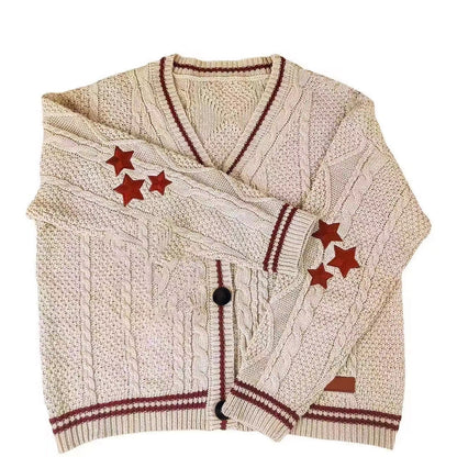 V-hals Lange Mouwen Cardigan met enkele Knoopsluiting