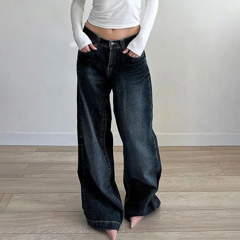 Valentié | Dames Wide Leg Baggy Jeans Spijkerbroek