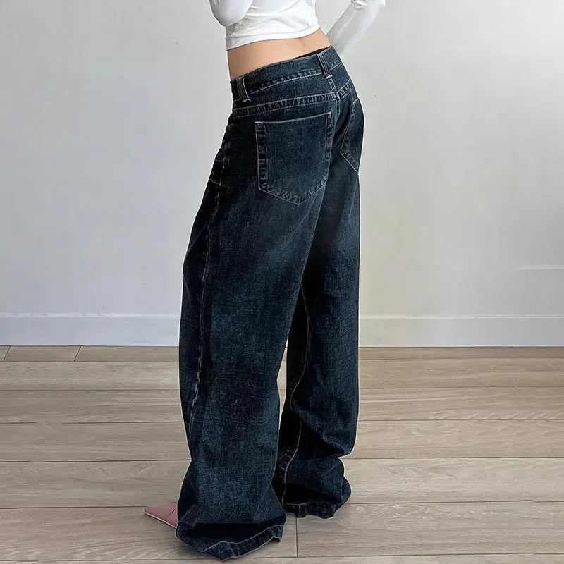 Valentié | Dames Wide Leg Baggy Jeans Spijkerbroek