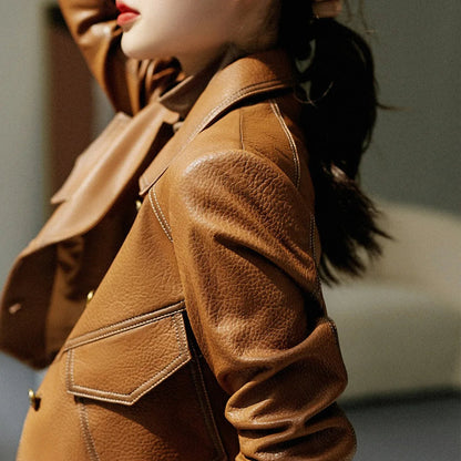 Vegan leather blazer dames – Marcell
