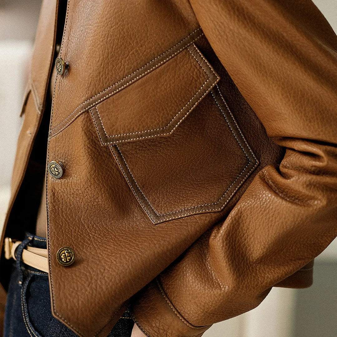 Vegan leather blazer dames – Marcell