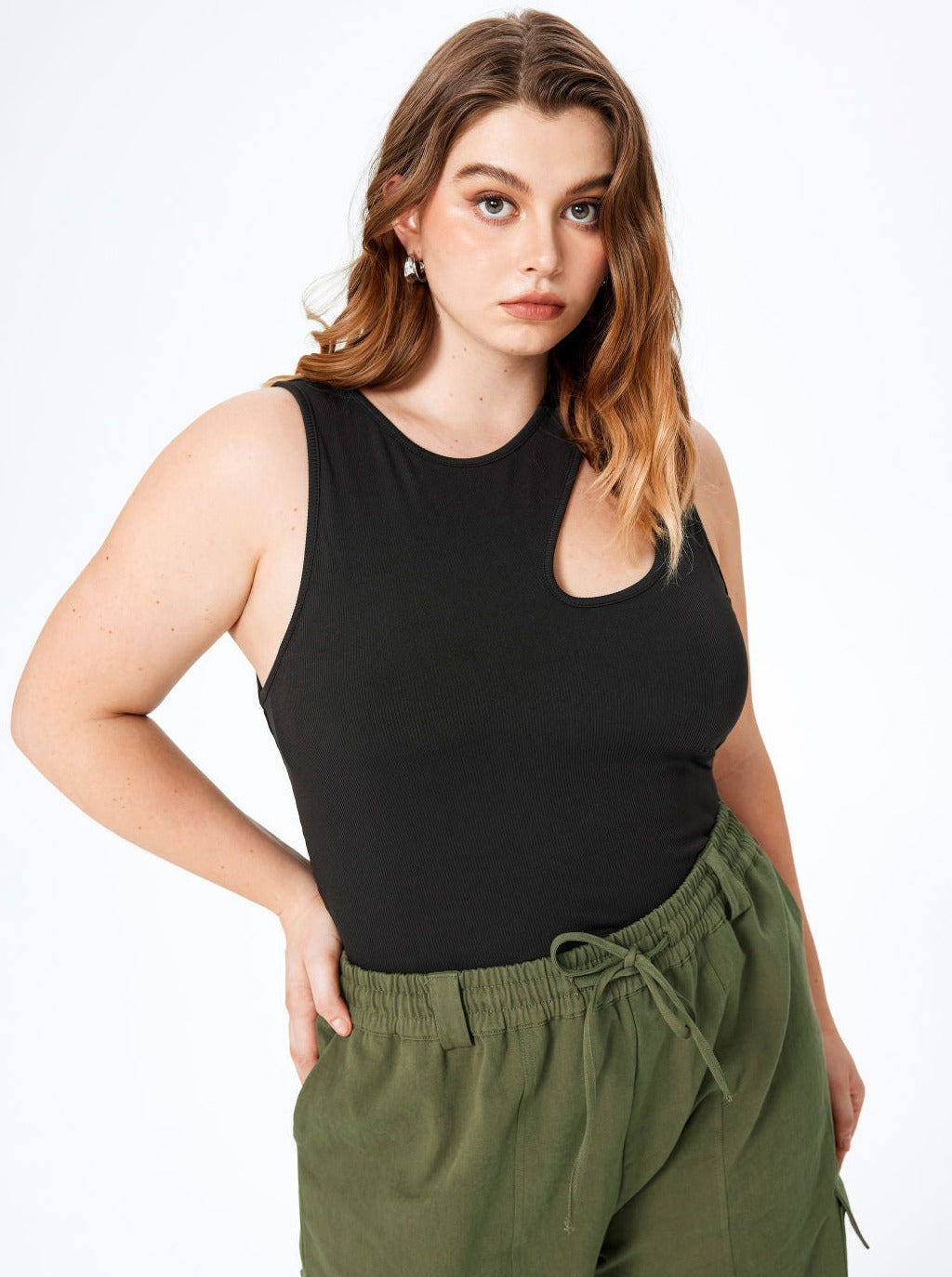 Verleidelijke Mouwloze Top met Ronde Hals en Oversized Pasvorm