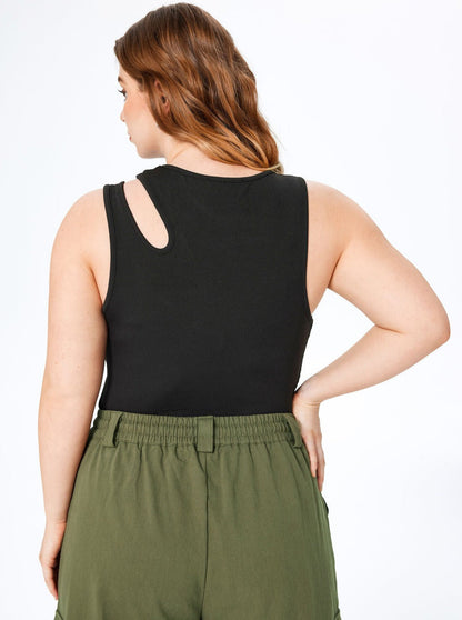Verleidelijke Mouwloze Top met Ronde Hals en Oversized Pasvorm