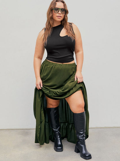 Verleidelijke Mouwloze Top met Ronde Hals en Oversized Pasvorm