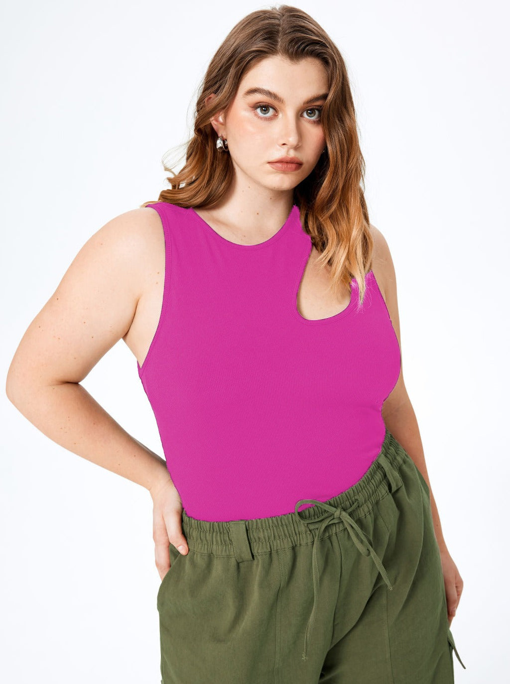 Verleidelijke Mouwloze Top met Ronde Hals en Oversized Pasvorm