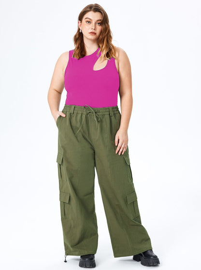 Verleidelijke Mouwloze Top met Ronde Hals en Oversized Pasvorm