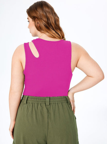 Verleidelijke Mouwloze Top met Ronde Hals en Oversized Pasvorm