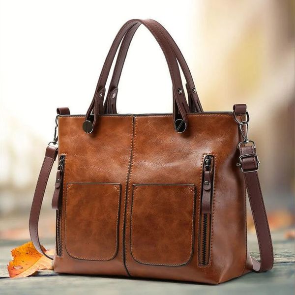 Vintage Leren Herfst Schoudertas voor Dames