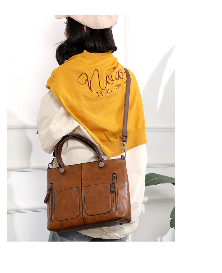 Vintage Leren Herfst Schoudertas voor Dames