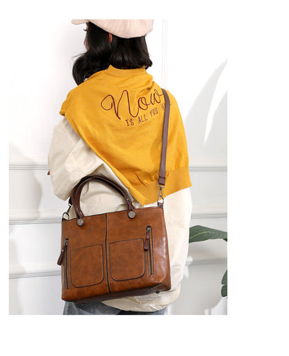 Vintage Leren Herfst Schoudertas voor Dames