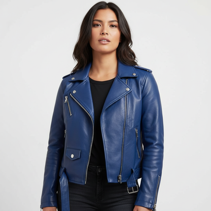 Vintage PU leren bikerjas – Elara