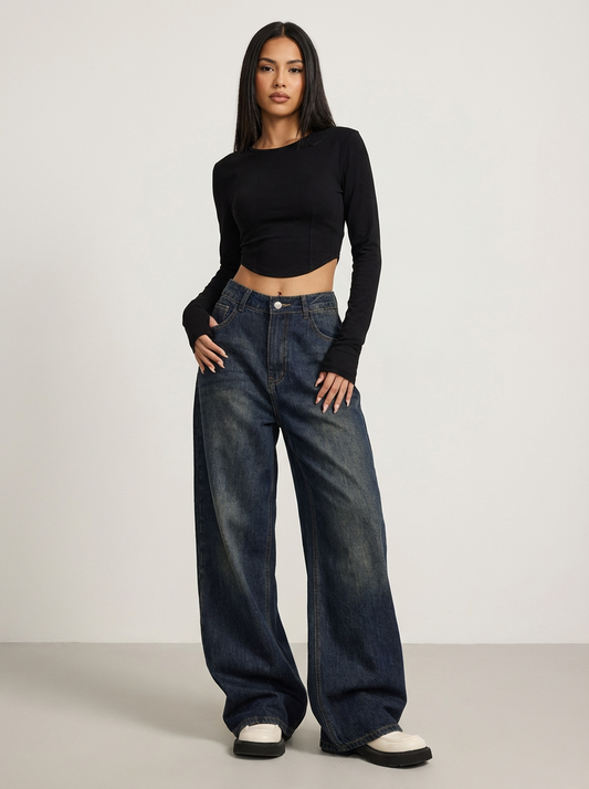 Vintage baggy boyfriend jeans met high waist