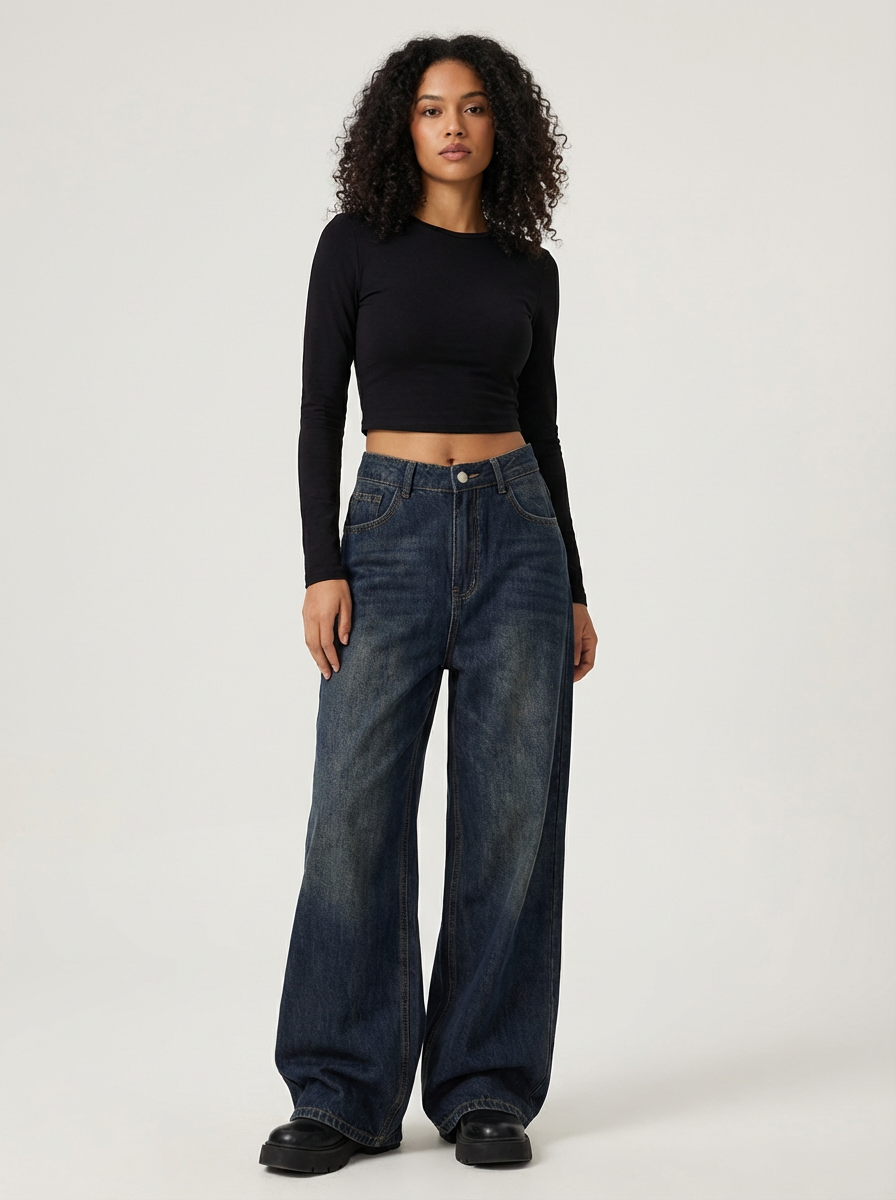Vintage baggy boyfriend jeans met high waist