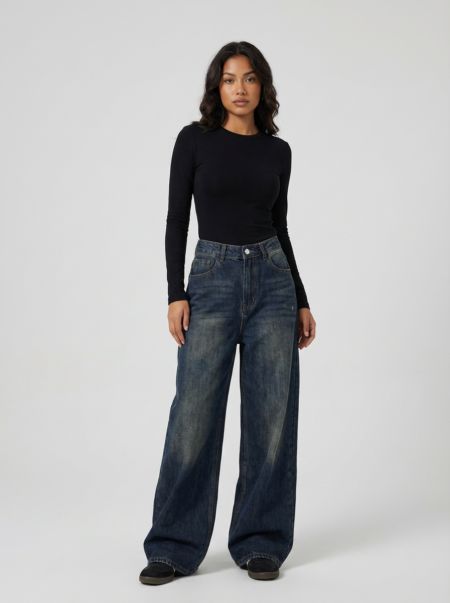 Vintage baggy boyfriend jeans met high waist