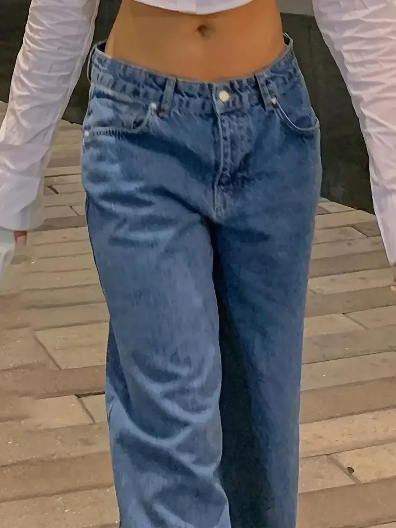 Vintage low-waist damesjeans met wijde pijpen