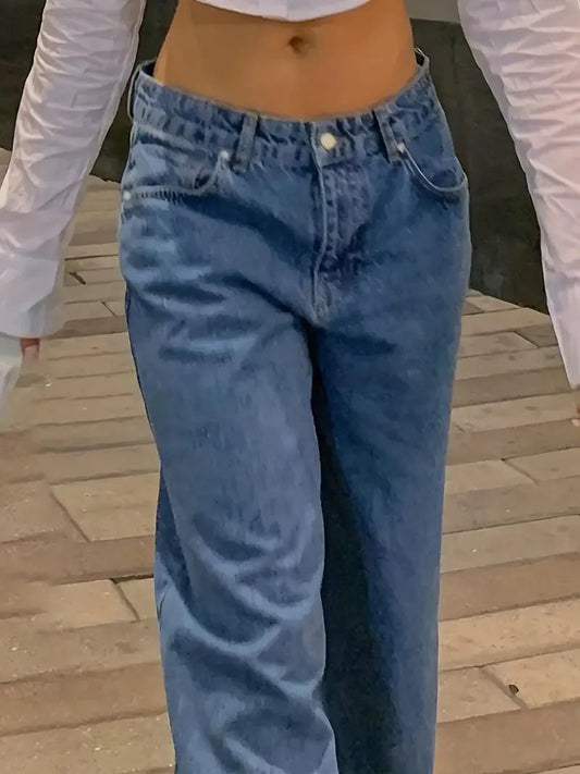 Vintage low-waist damesjeans met wijde pijpen