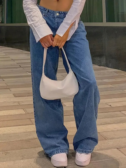 Vintage low-waist damesjeans met wijde pijpen
