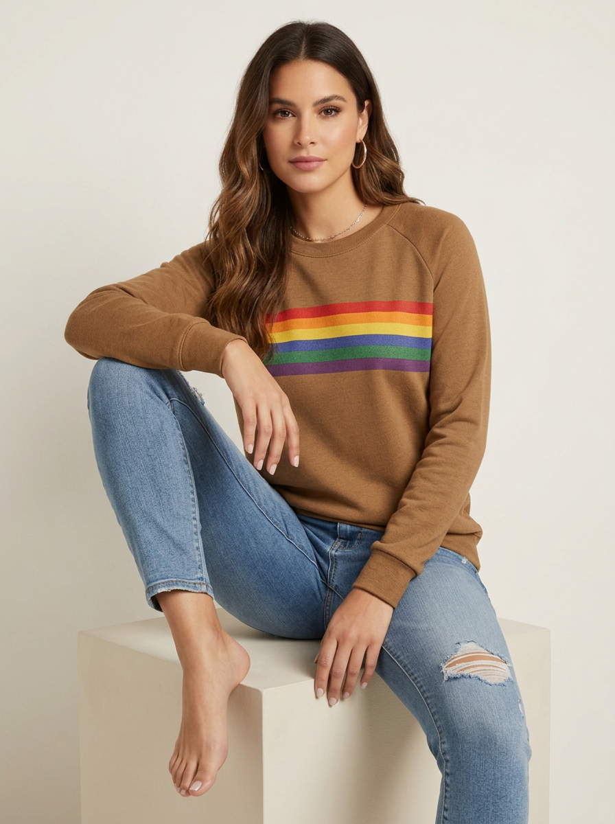 Vintage retro dames sweater met kleurrijke print – Elin