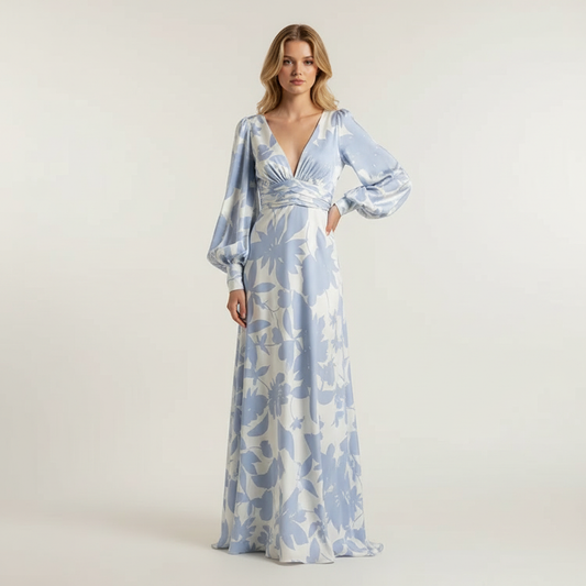 Vloeiende maxi jurk met V-hals voor dames – Felicia