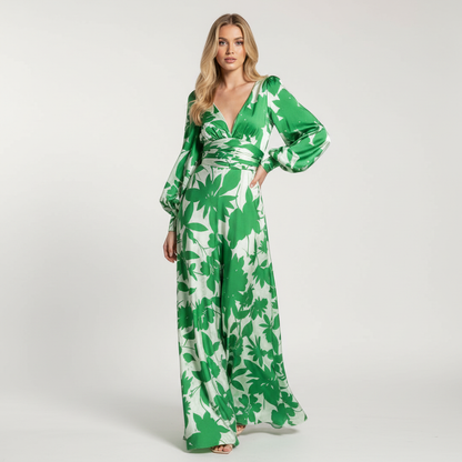Vloeiende maxi jurk met V-hals voor dames – Felicia