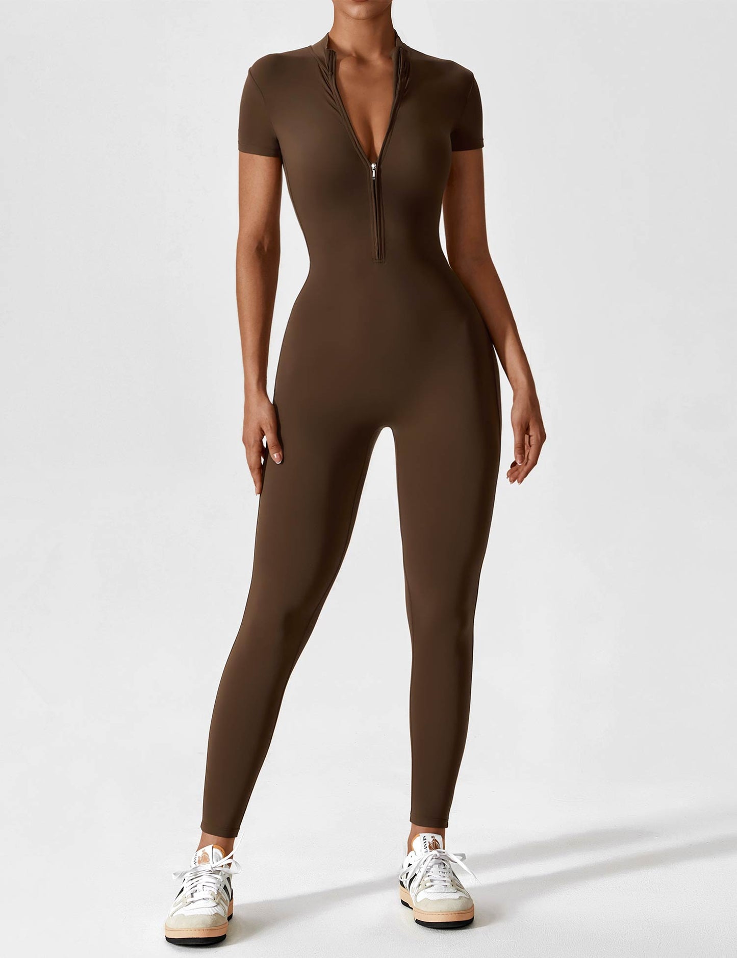 Wanda | Lange Mouwen Jumpsuit - Staande Kraag Rits
