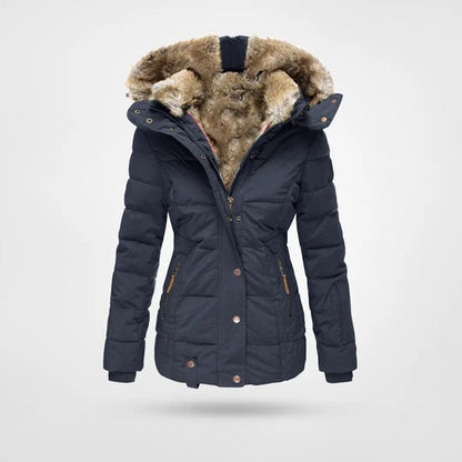 Warm gevoerde waterafstotende dameswinterjas met luxe faux-fur capuchon