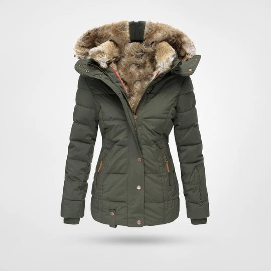 Warm gevoerde waterafstotende dameswinterjas met luxe faux-fur capuchon