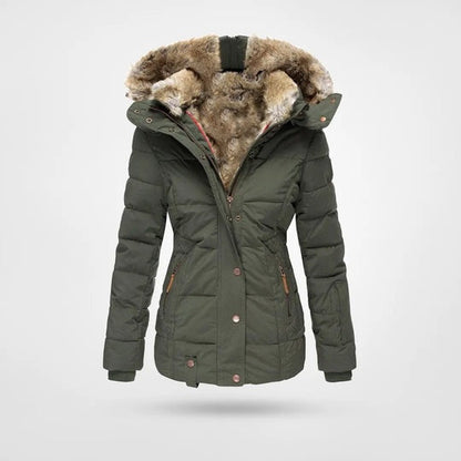 Warm gevoerde waterafstotende dameswinterjas met luxe faux-fur capuchon