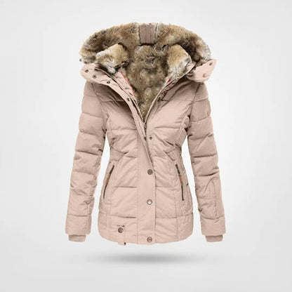 Warm gevoerde waterafstotende dameswinterjas met luxe faux-fur capuchon