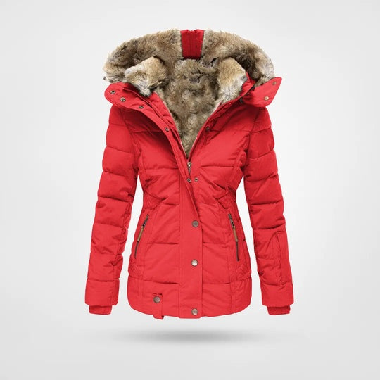 Warm gevoerde waterafstotende dameswinterjas met luxe faux-fur capuchon