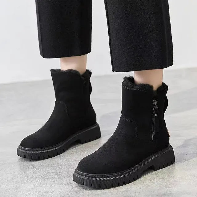 Warme gevoerde dames winterboots met rits