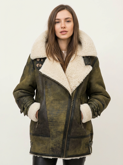 Warme teddy gevoerde biker winterjas dames