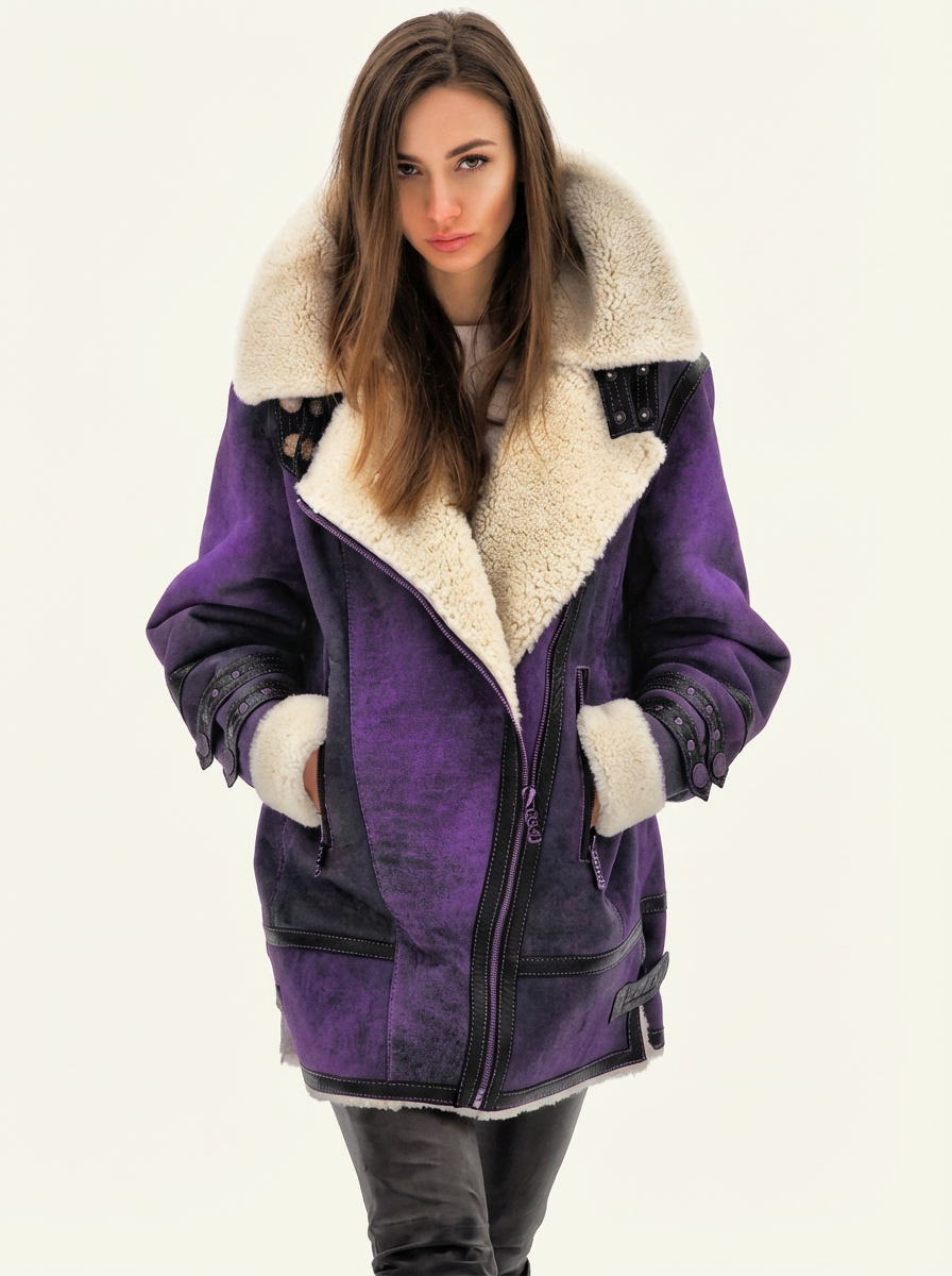 Warme teddy gevoerde biker winterjas dames