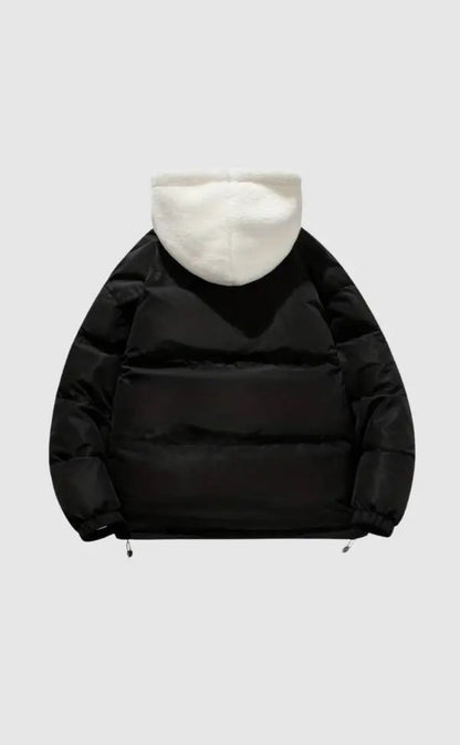 Warme teddy gevoerde puffer winterjas met capuchon