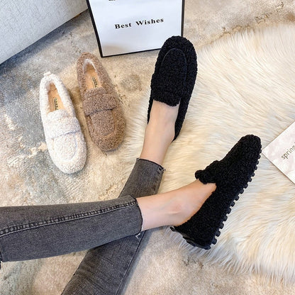 Warme teddy loafers voor dames