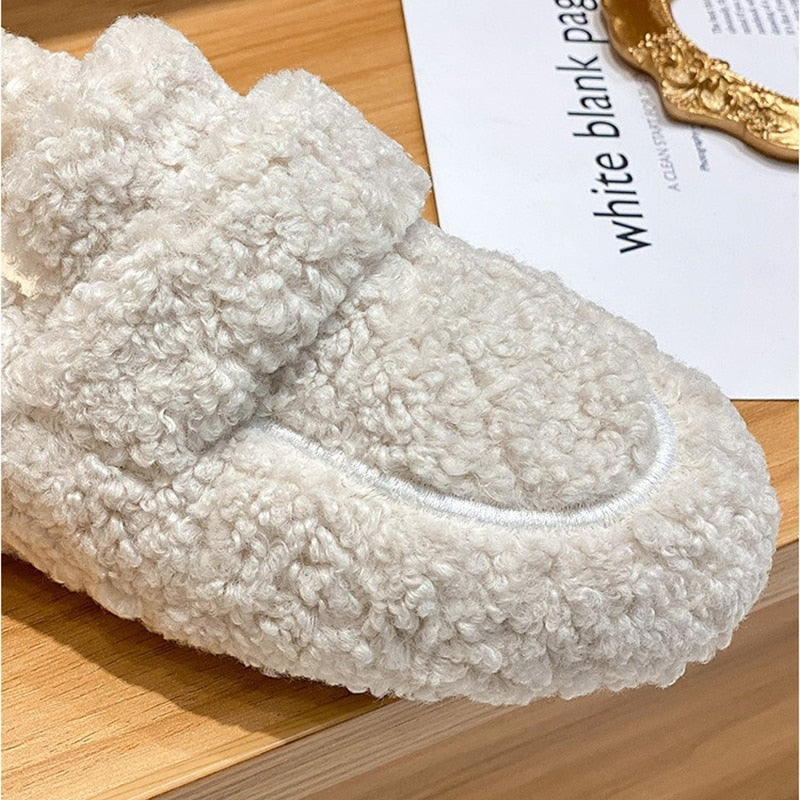 Warme teddy loafers voor dames