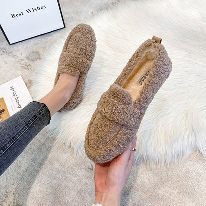 Warme teddy loafers voor dames