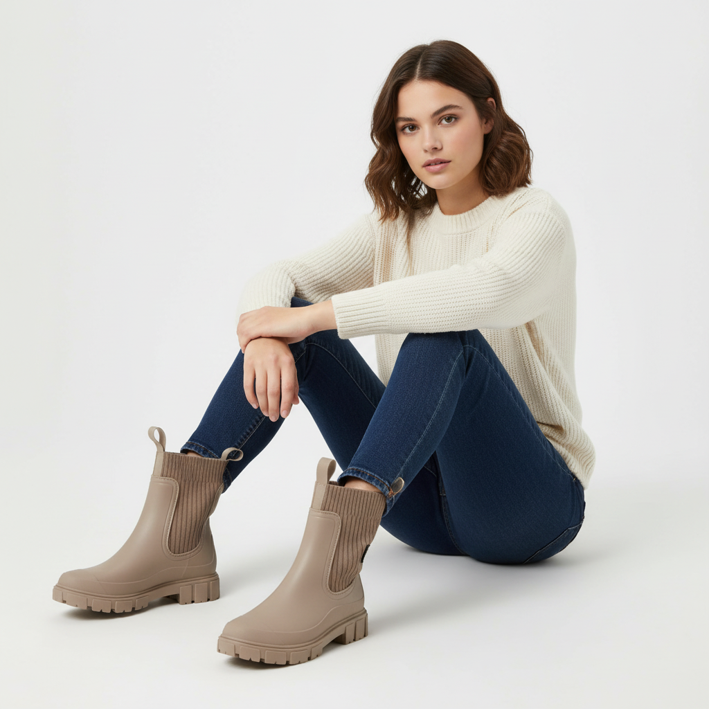 Waterafstotende Chelsea boots met grof profiel en elastische schacht