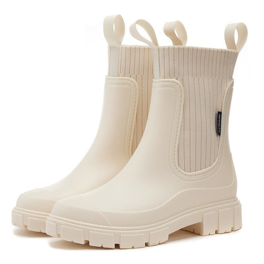 Waterdichte damesregenboots met warme sok