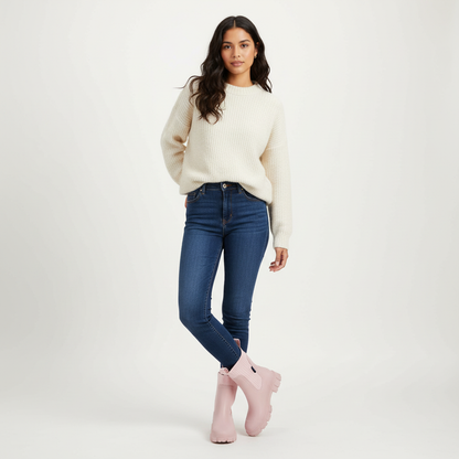 Waterdichte damesregenboots met warme sok