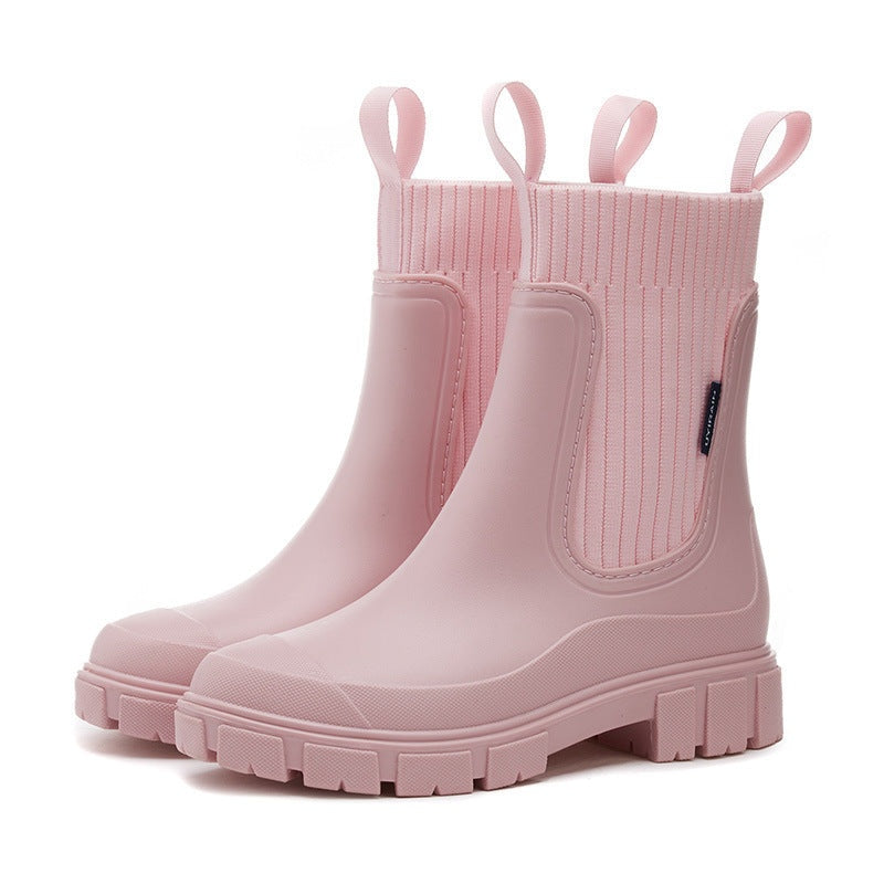Waterdichte damesregenboots met warme sok
