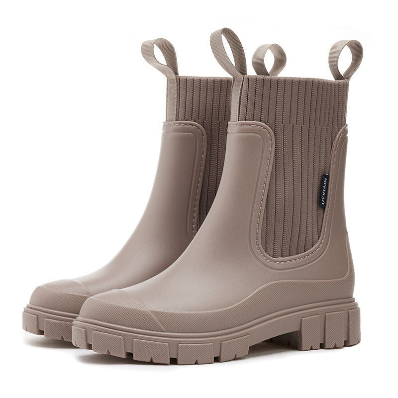 Waterdichte damesregenboots met warme sok