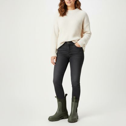 Waterdichte damesregenboots met warme sok