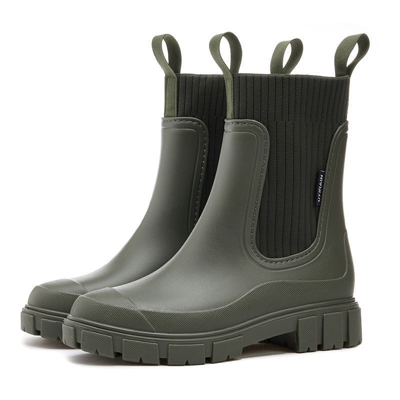 Waterdichte damesregenboots met warme sok