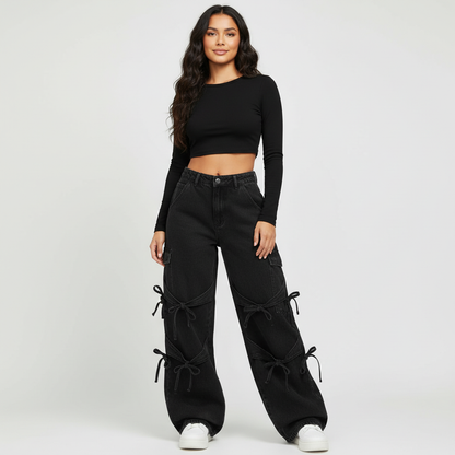 Wide-leg strikdetail jeans dames – Roxy