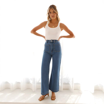 Wide Leg Jeans Met Hoge Taille Vintage Denim - Spijkerbroek