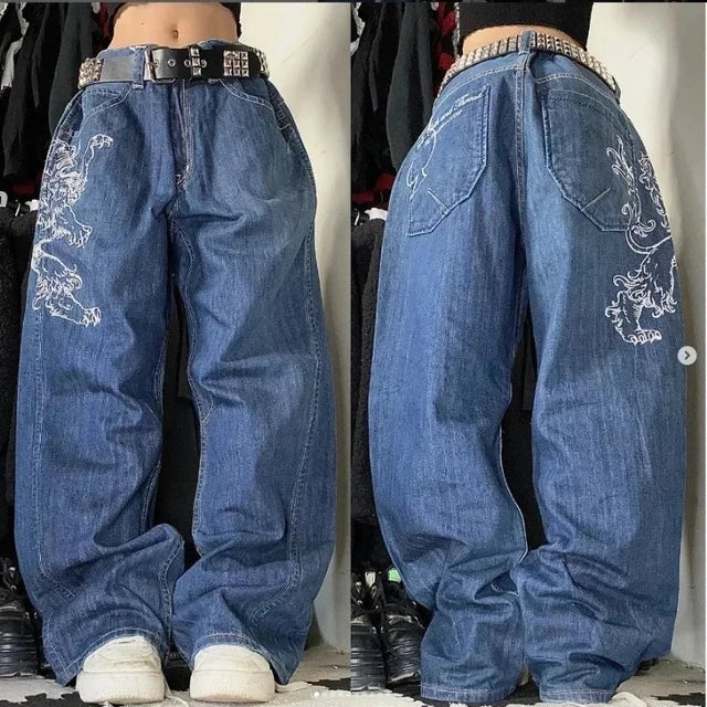 Wide leg dames cargo jeans – Sienna